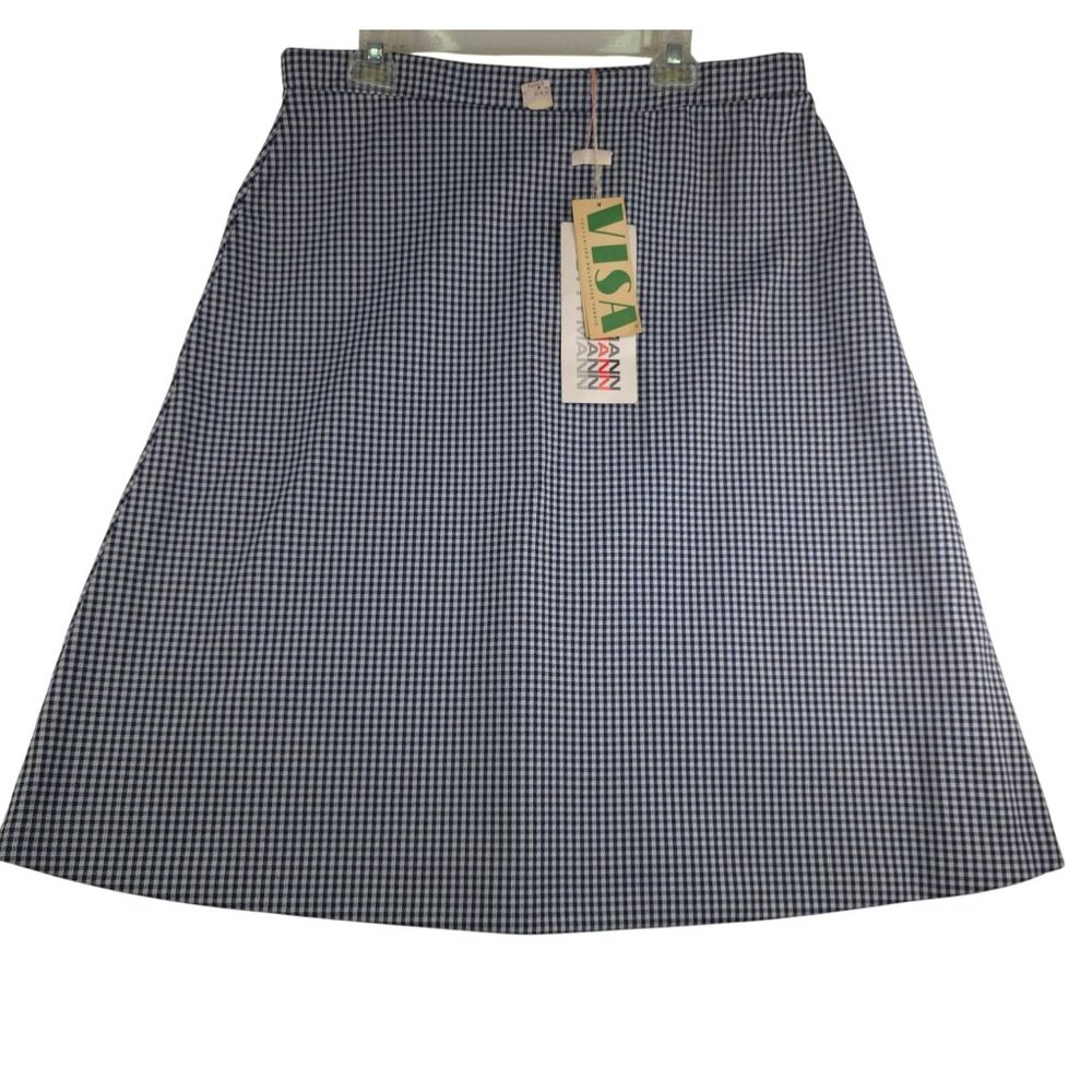 Vintage Dotty Mann Gingham A Line Skirt Size 34 Blue Deadstock Country Milkmaid